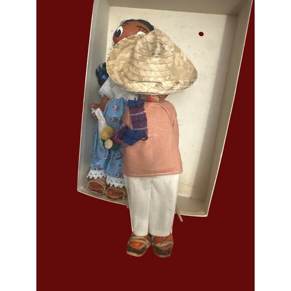 Vintage Mexican Folk Art Dolls Set Male & Female Handmade 12" With Accessories - Picture 4 of 7